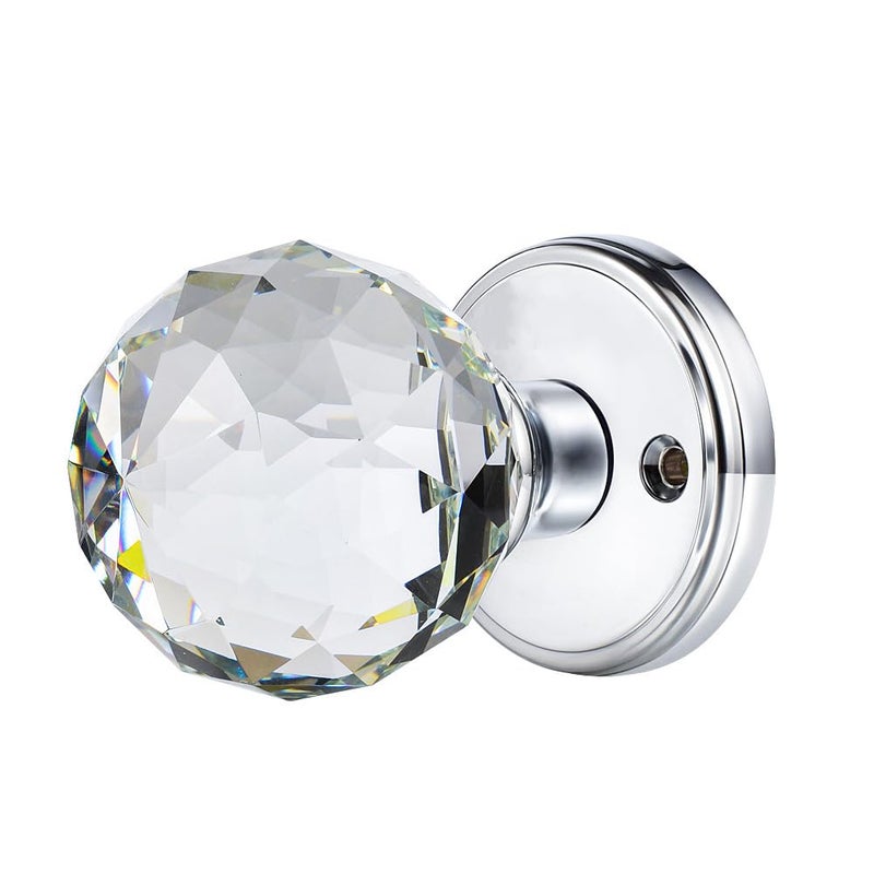 CLCTK Crystal Glass Door Knobs Interior, Round Door Knobs for Hall and Closet (Passage, Polished Chrome) - Image 2